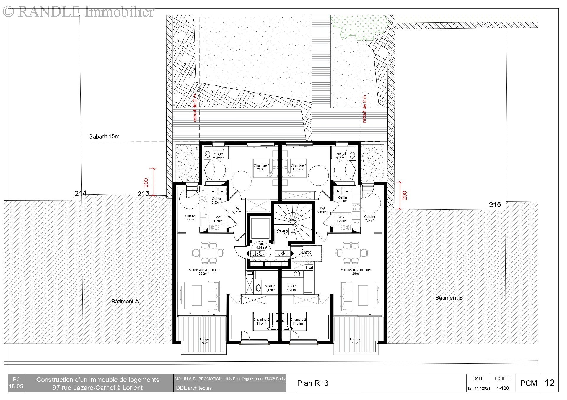 Vente appartement - LORIENT 79 m², 3 pièces