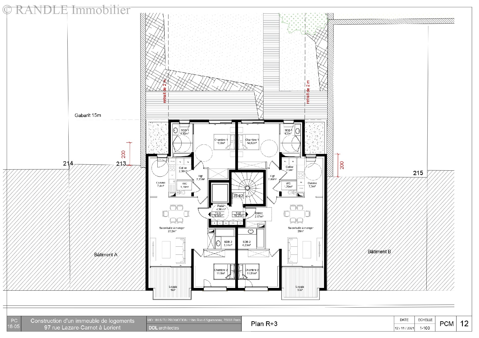Vente appartement - LORIENT 78 m², 3 pièces