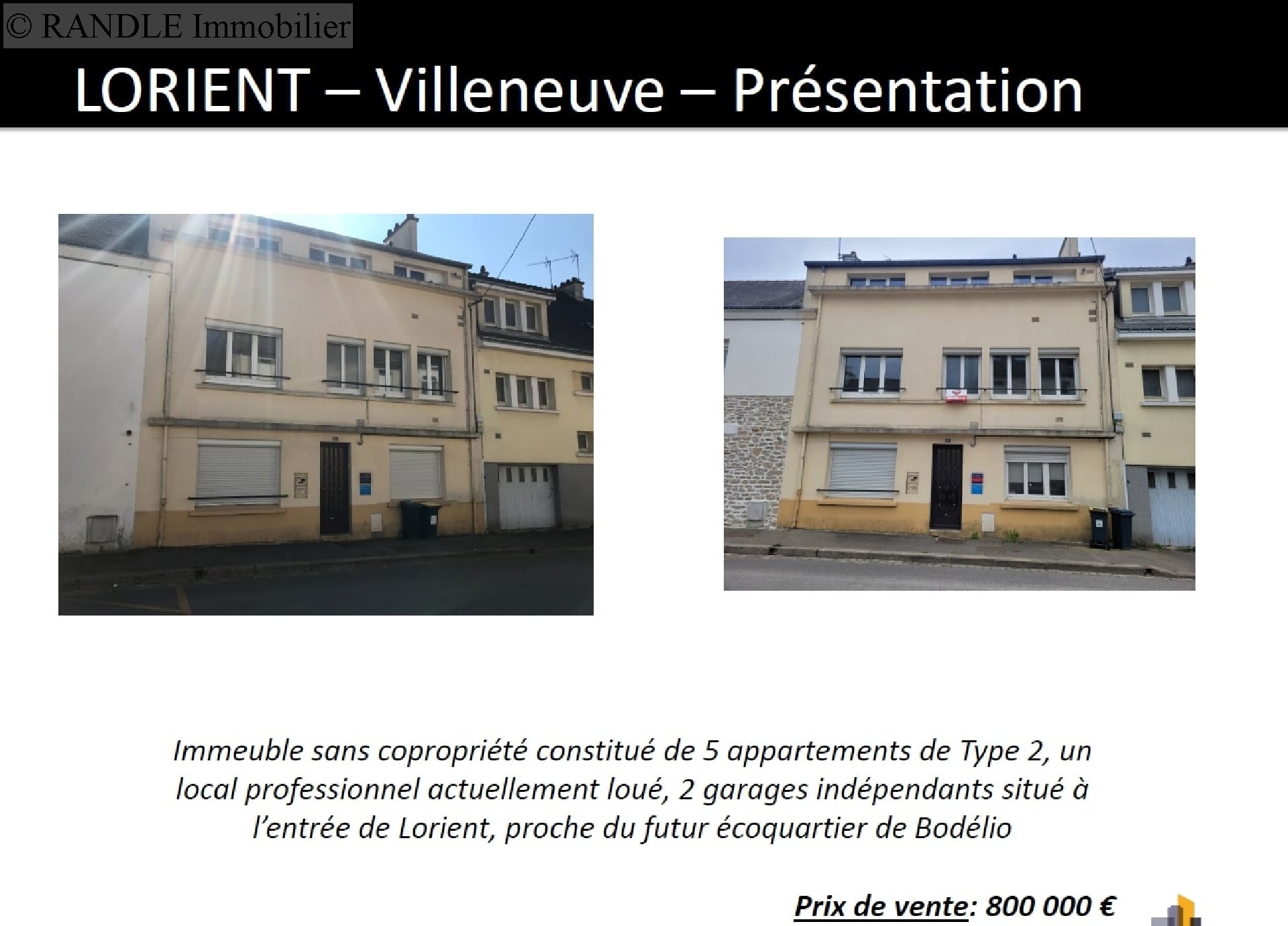 Vente Immeuble 220m² 10 Pièces à Lorient (56100) - Randle Immobilier